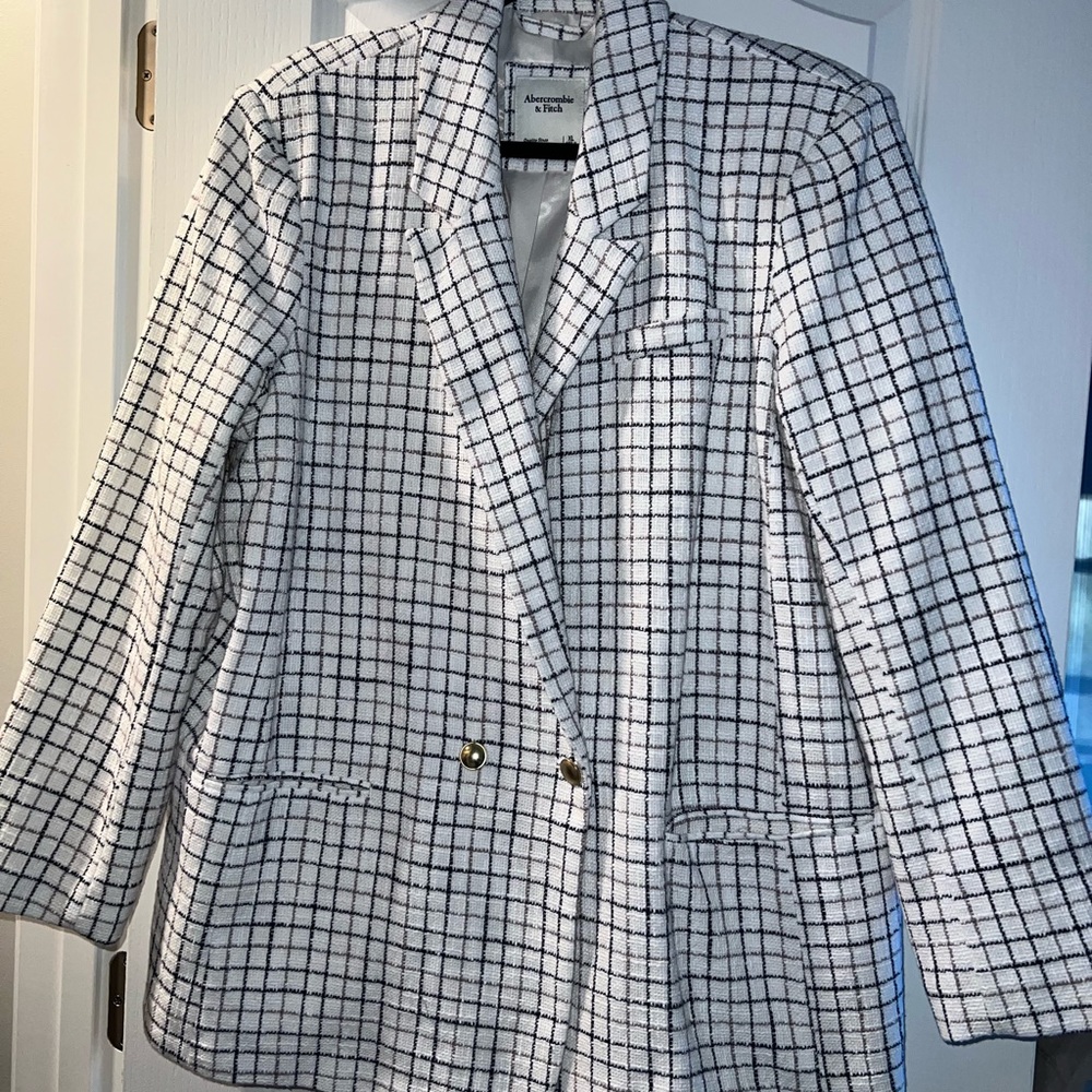 Abercrombie & Fitch Black and White Checkered Blazer